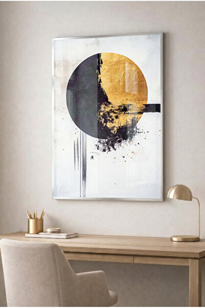 Zevahir Mobilya Dekorasyon Tablou circular abstract modern din sticlă, negru ...