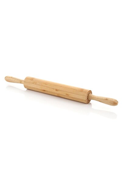 MİEN Doğal Bambu Merdane 50x5 cm – Ergonomik Ahşap Hamur Açma Merdanesi