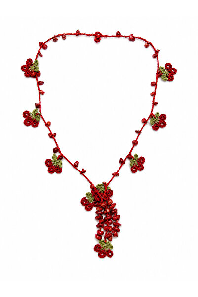 ZipZap Handmade Necklace with Red Flower Detail