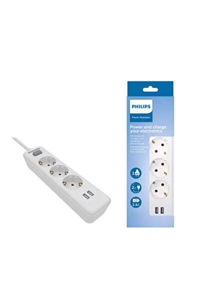 Philips Prelungitor POWER LOOSENER ALB 3 prize 2xUSB 2m SPN3032WA/60