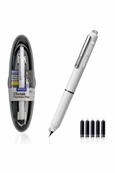 Writech Stilou retractabil cu cutie cadou si 5 patroane cerneala albastre