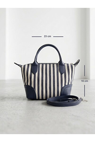 NUR KARACA Y6402 Striped Patterned Women's Hand and Crossbody Bag