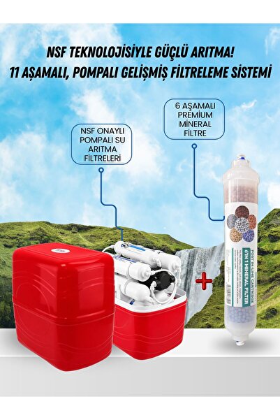 Aqua NSF Teknolojili 11 Aşamalı Pompalı Profesyonel Su Arıtma Cihazı