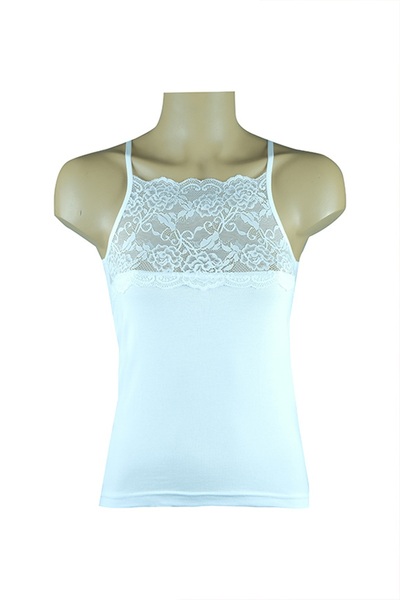 Ceylanoğlu 6 Pieces of Lycra Wide Lace Strap Tank Top 95% Cotton - 5% Lycra