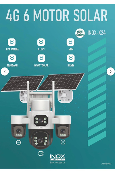 Dex inoxdigital İNOX X24 3 MOTORLU 4 KAMERALI ESİM 4G SOLAR KAMERA