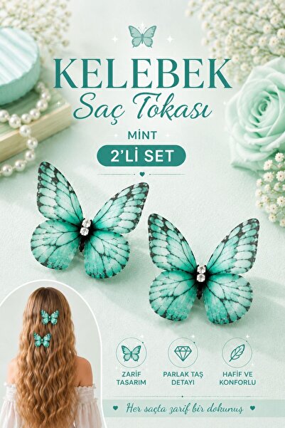 Design 4N Kelebek Toka 2'li Set / Gerçekci ve Günlük Kullanım Pens Toka