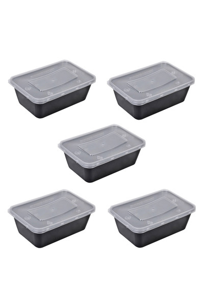 Zumzeria Black Transparent Food Container 750ml - 5pcs