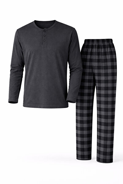 Mutlu City Men's Interlock Comfortable Fit Zero Collar Cotton Pajama Set 6806