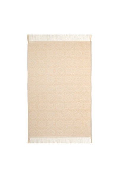 Zumzeria Beige Cotton Kitchen Towel with Diamond and Flower Pattern & Fringes...