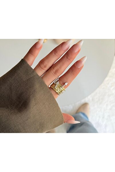 BusradanDesign Special Series Zircon Drop Stone Adjustable Vip Ring