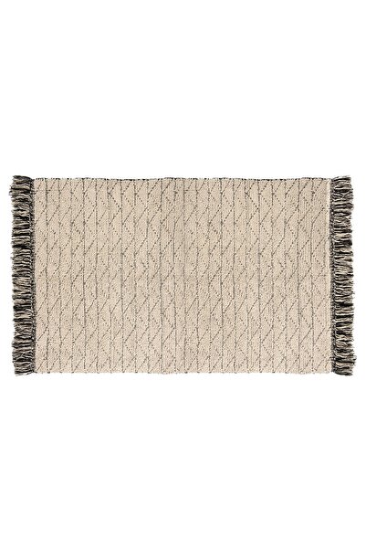 Zumzeria Covor decorativ de iarnă bej și negru cu franjuri 130x90cm