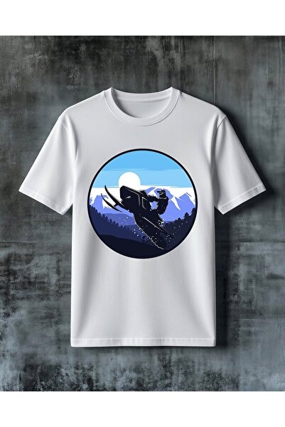 COMVİCHO Snowboard Dag Spor Printed Oversize T-Shirt