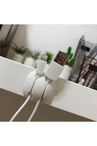 Zumzeria White Adhesive Hooks for Cable Organization - 4 pcs