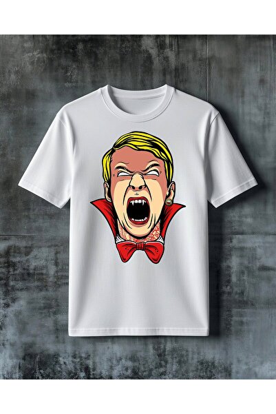 COMVİCHO Vampire Red Bow Tie Printed Oversize T-Shirt