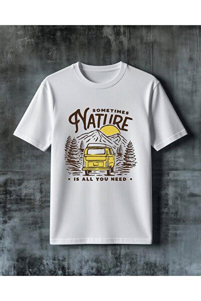 COMVİCHO Nature Print Caravan Printed Oversize T-Shirt