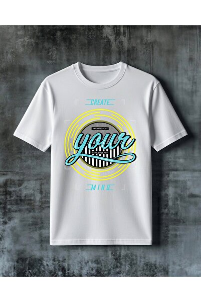COMVİCHO Create Mind You Logo Printed Oversize T-Shirt
