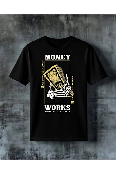 COMVİCHO Money Cash Iskelet Eli Printed Oversize T-Shirt