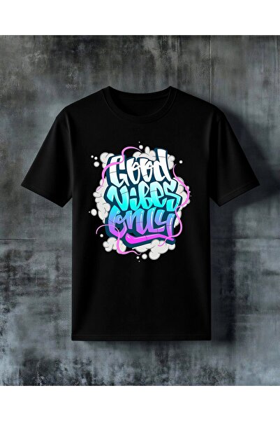 COMVİCHO Good Vibes Graffiti Printed Oversize T-Shirt