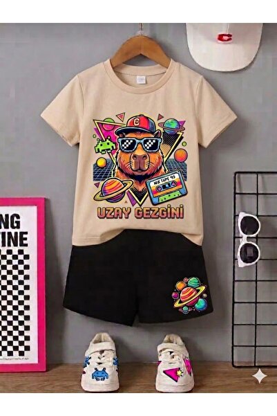NC Nicee Clothes Summer Children's T-Shirt Shorts Unisex (Space Traveler)