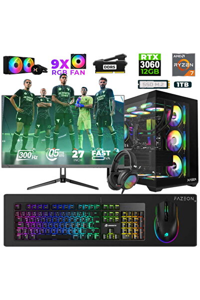 XASER Star X410 Ryzen 7 7800X3D 16GB Ram 1TB M.2 NVMe SSD 12GB RTX3060 27" 30...