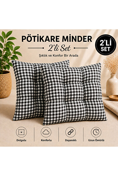 Belomia Home Collection İkili Pötikare Desen Minder | Ekose Desen 2'li Minder...