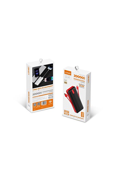 LDNIO POWER BANK 20000mAh 22,5W 5V 3A 1 PORT (1A) + 2 CABLE (1C1L) PQ24