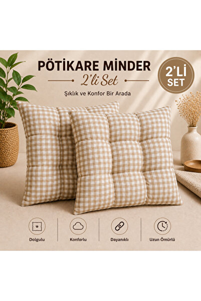 Belomia Home Collection İkili Pötikare Desen Minder | Ekose Desen 2'li Minder...