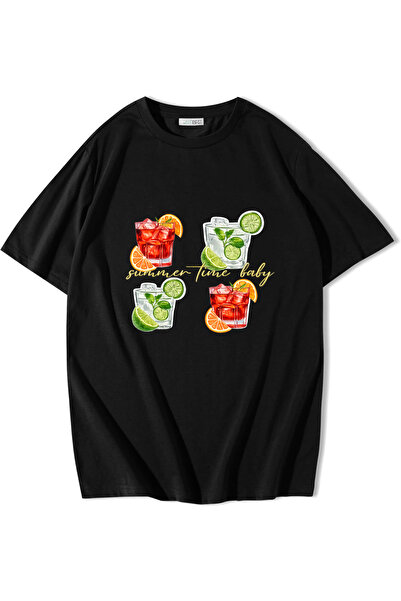 BRZ COLLECTION Tricou unisex supradimensionat de vară pentru bebeluși, negru