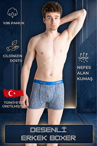 Mercan Men's Patterned Boxer'' Printed Cotton Comfortable Cut Boxer