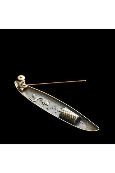Choice4 fish Japanese Style 21cm Zen Fishing Man Incense Burner Metal One Lea...