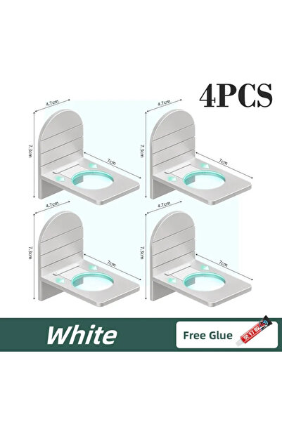 Choice11 White 4PCS Metal Self-Adhesive Shampoo Bottle Shelf Free of Punch Sh...