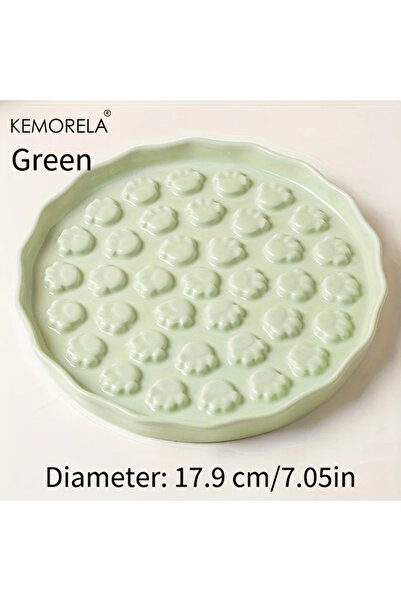 Choice Green KEMORELA Ceramic Slow Feed Cat Bowl - Paw Design Pet Food Dish, ...