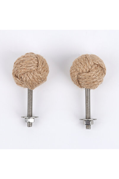 Choice 2PCs A Hemp Rope Drawer Knobs Round Handmade Cabinets Dresser Handles ...