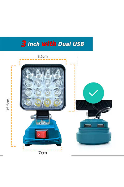Choice1 3 inch WITH USB For Makita 14.4V-18V Li-ion Battery Lantern Outdoor F...