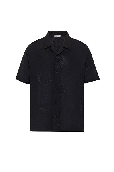 S13 Store Nakış Detaylı Oversize Keten Gömlek