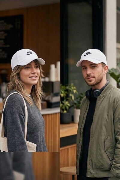 Nike Pălărie albă unisex pentru sport - Șapcă reglabilă din bumbac