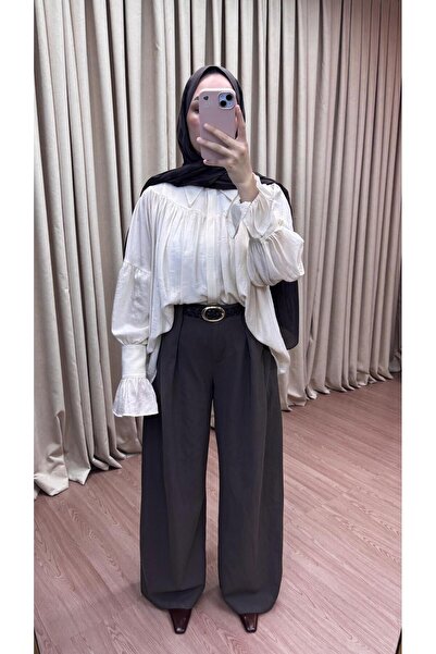 JESSE STORY Pantaloni Palazzo din in pentru femei cu curea Cod:JS26Ketenpalaz...
