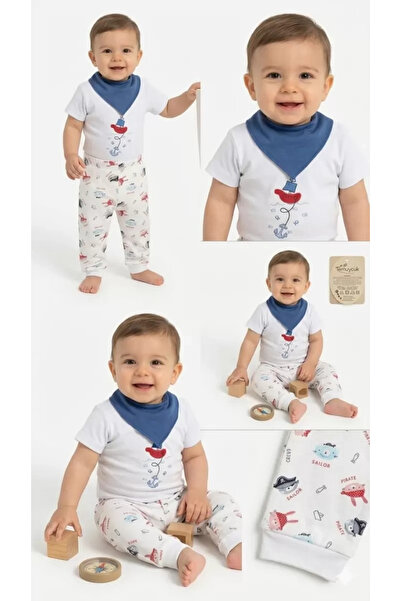 DMR Elegance 6/18 Month Baby Set with Scarf and Snap Fasteners