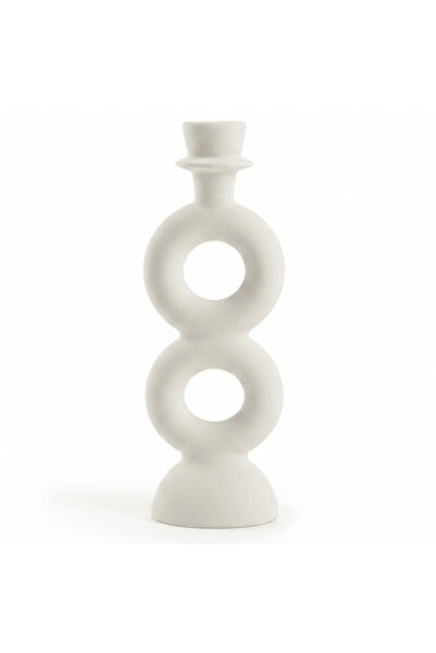 AKDC Elegant White Ceramic Candle Holder for Modern Home & Office Décor – 23 cm