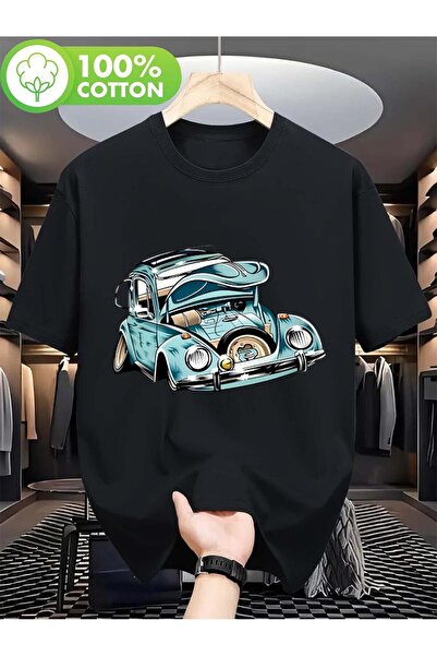 bolivia's Men's Lightweight Breathable T-Shirt with Classic Car Art Print - C...