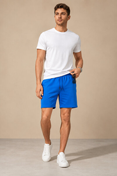 1434 Polo State Men's Saks Pique Fabric Elastic Waist Lace-Up Shorts