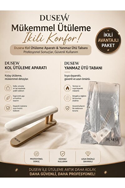 DUSEW İkili Ütüleme Seti Kol Ütüleme Aparatı ve Yanmaz Ütü Tabanı