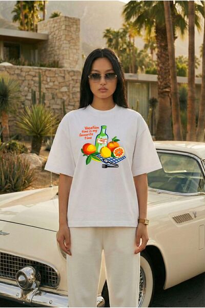 Hira Clothing Tricou de damă 100% bumbac cu decolteu tip crew