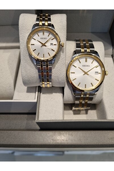 Seiko Metalik Sarı Bicolor Çelik Bilezik BAY- İKİLİ - 5 Atm Su Geçirmez Kol S...
