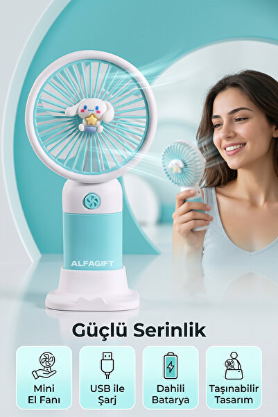 ALFAGİFT USB Şarjlı Mini El Fanı Taşınabilir Sessiz Masaüstü Vantilatör Mini Fan