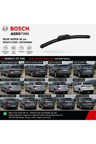 Bosch Lamela ștergător spate 40 cm — compatibilă cu Audi A4/A6, Q3; Skoda Oct...