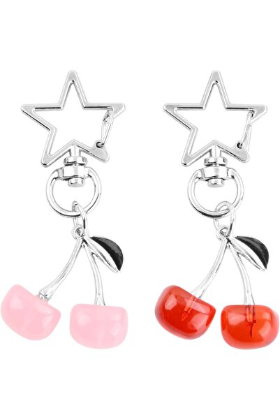 Other xianynow Set of 2 Keyring Charms, Cute Cherry Key Holder, Bag Pendant, ...
