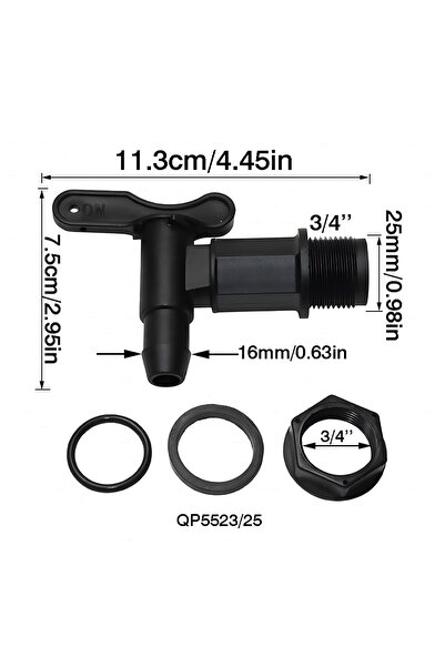 Choice Black 1 Pcs 3/4" Drum Spigot Faucet Pail Taps with EPDM Gasket FDA Com...