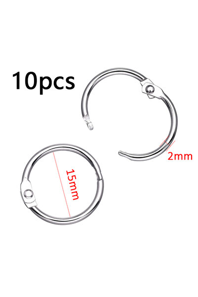Choice 10pcs 15mm 10pcs Metal Ring Binder 15mm Key Ring Loose-leaf Albums Ring