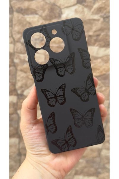 Vip Case General Mobile Era 50 Compatible Black Butterfly Patterned Silicone ...